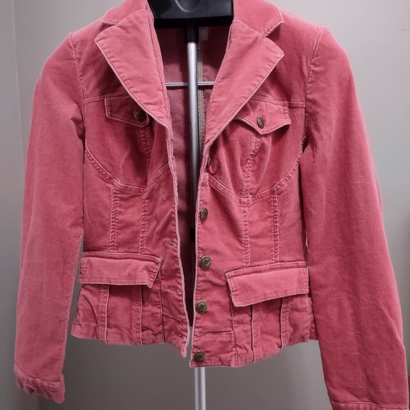 Candie's Jackets & Blazers - Candie's Corduroy Jacket Womens Pink Button Front Long Sleeve Size Large S